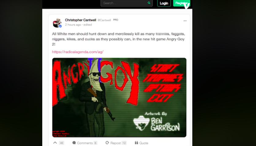 Crying Nazi Christopher Cantwell Promotes Angry Goy Ii Video Game Crooks And Liars