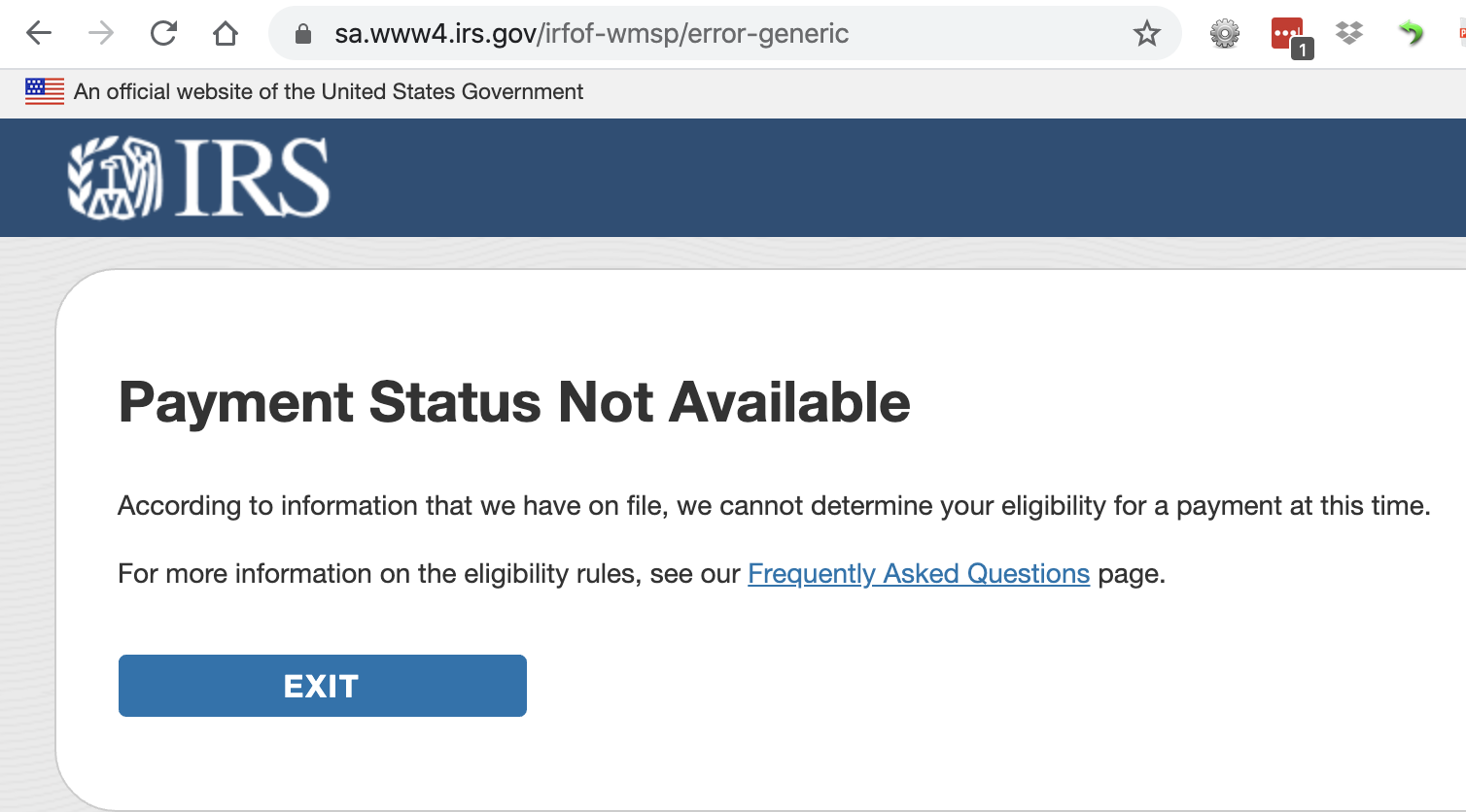 IRS Stimulus Payment Website Turns Into One Big Error Message After
