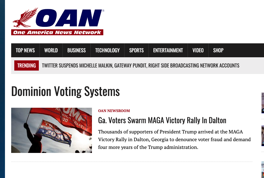 Too Late! OAN Scrubs Election Conspiracy Theories From Website - Vimarsana News