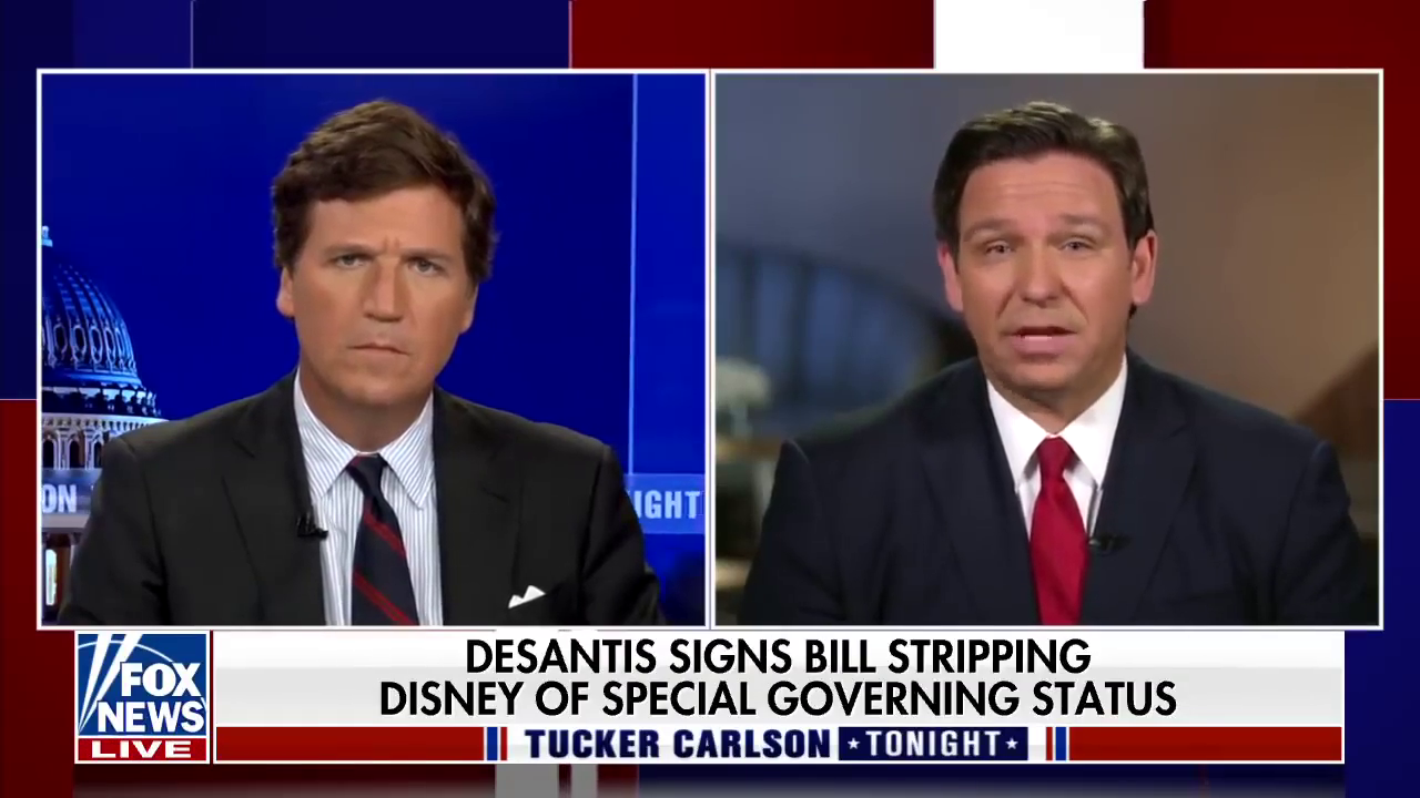 Tucker Carlson Amplifies DeSantis' Lies About Disney Bill | Crooks and ...