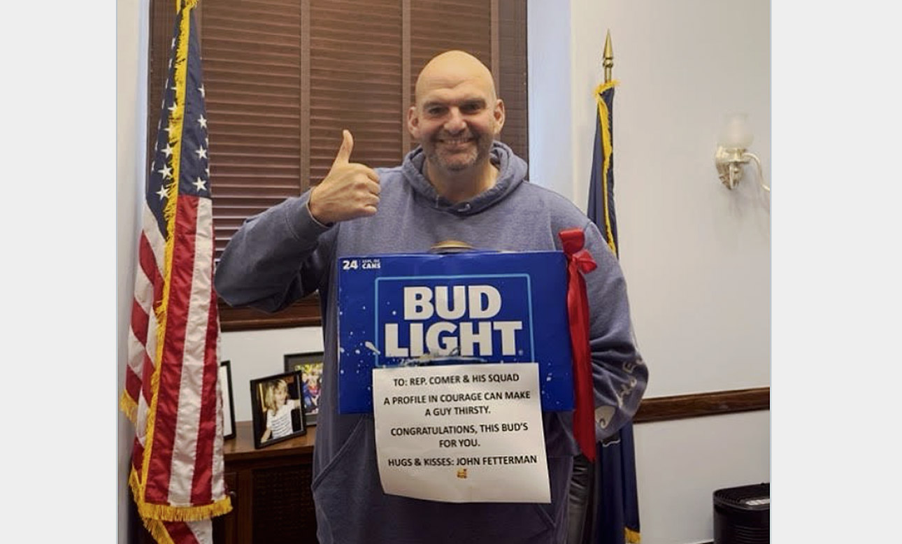 LOL Fetterman Sends Comer A Case Of Bud Light - Vimarsana News